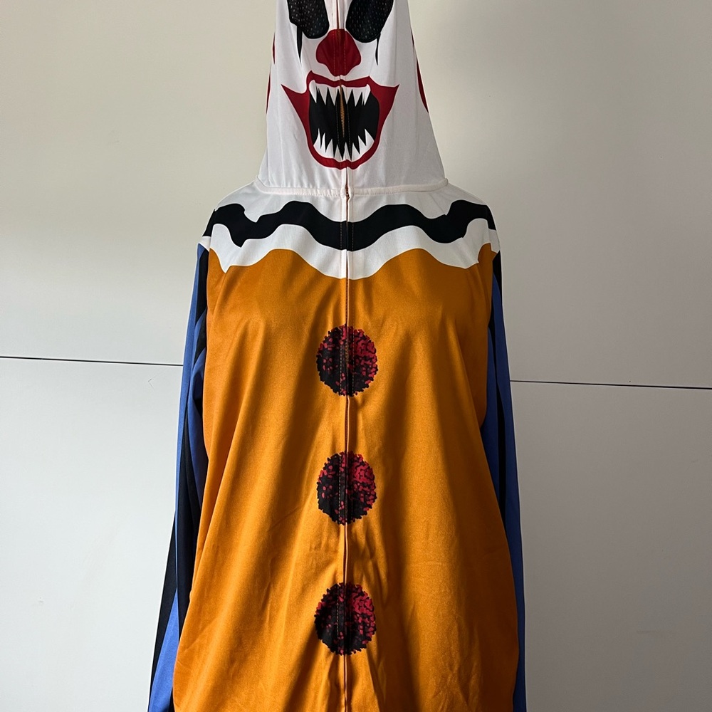 Bioworld Multicolor Scary Clown Face Zip Up Hoodie Jacket with Mask - Picture 3 of 6